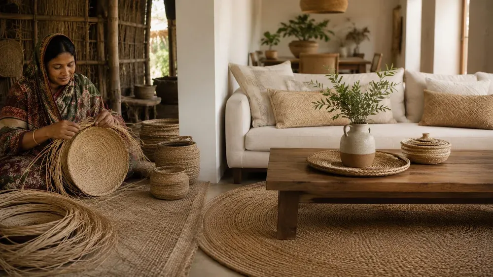Natural-fiber home décor connecting artisan craftsmanship with modern living