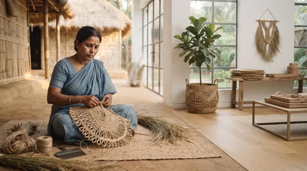 Handcrafted natural fiber décor connecting Bangladeshi craftsmanship with modern living