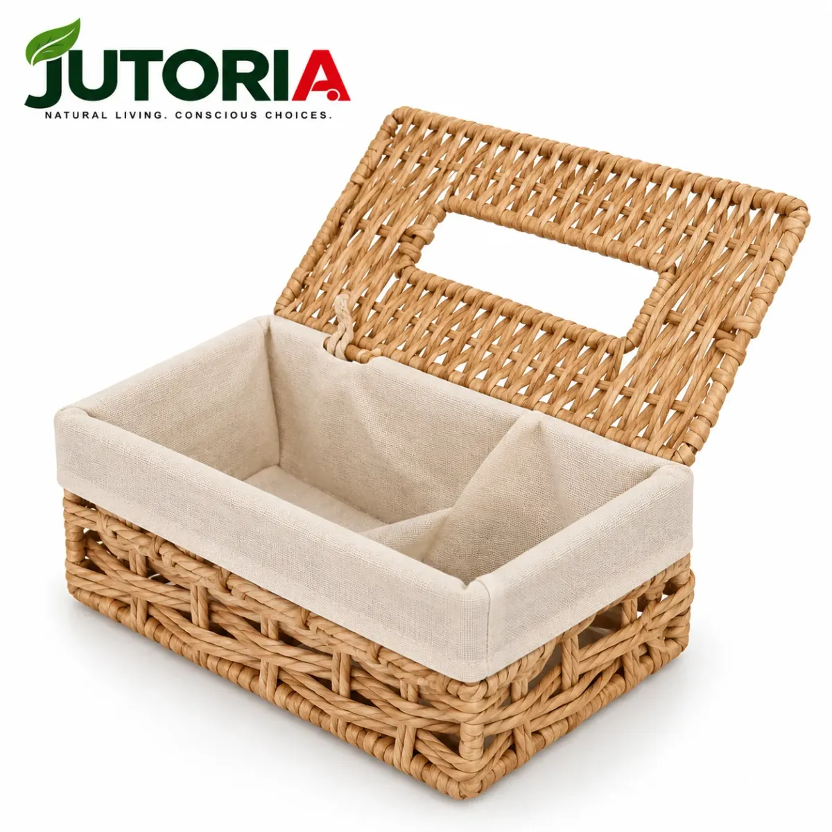Natural Cotton Rope Woven Tissue Box Cover, beige / natural colour – image 2