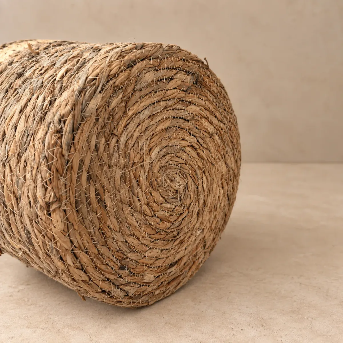 Woven Seagrass Waste Paper Basket, natural tan colour – image 3