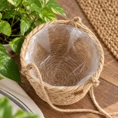 Natural Jute Rope Hanging Planter Basket, natural brown colour – image 3