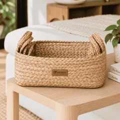 Jute Organizer Basket Set of 4, natural jute colour – image 2