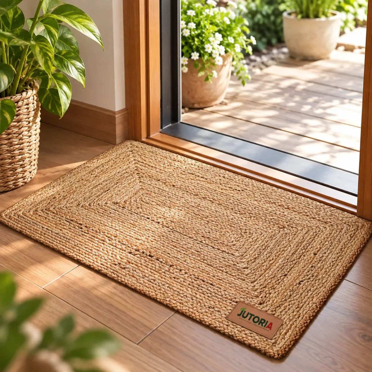 Handwoven Natural Jute Braided Rug, 2 × 3 ft