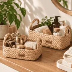 Jute Organizer Basket Set of 4, natural jute colour – image 3