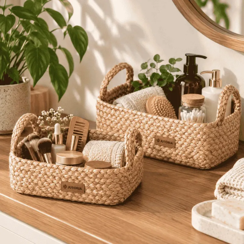 Jute Organizer Basket Set of 4, natural jute colour – image 3