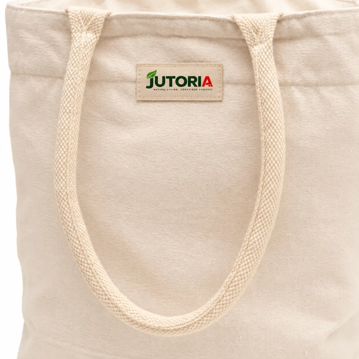 Organic Cotton Canvas Grocery Tote Bags, Set of 2, natural off-white / cream colour – image 3