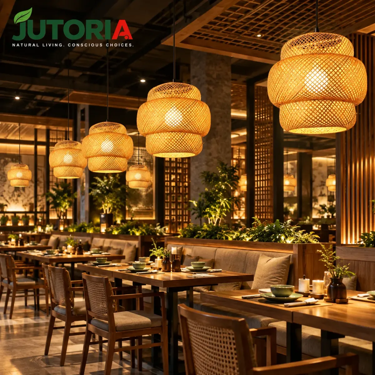 Handmade Natural Bamboo Woven Chandelier Pendant Light – image 2
