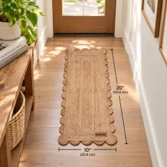 Handwoven Natural Jute Scalloped Rug, 10 × 20 in, natural / beige colour – image 2