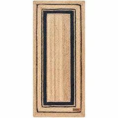 Natural & Black Braided Jute Runner Rug