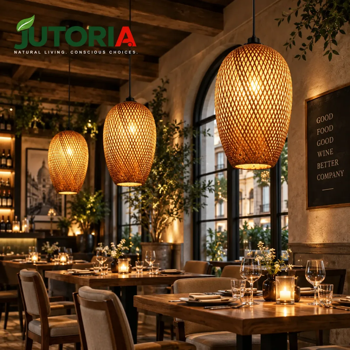 Natural Bamboo Double-Layer Rustic Pendant Light – image 2