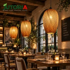Natural Bamboo Double-Layer Rustic Pendant Light – image 2