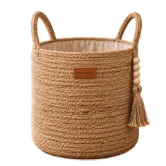Brown Natural Jute Decorative Storage Basket
