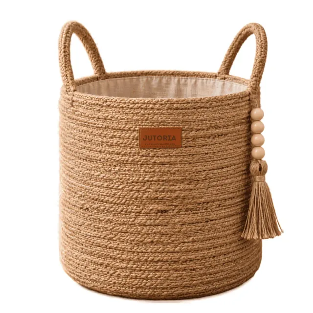 Brown Natural Jute Decorative Storage Basket