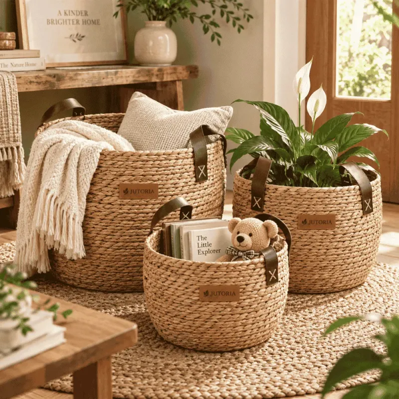 Seagrass Storage Basket Set of 3, natural colour – image 2