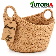 Extra Large Water Hyacinth Storage Basket, natural / beige colour