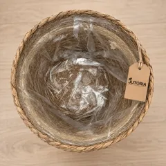 Woven Seagrass Waste Paper Basket, natural tan colour – image 2