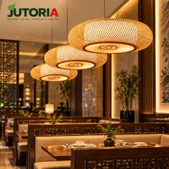 Retro Bamboo Woven Pendant Light, natural colour – image 2