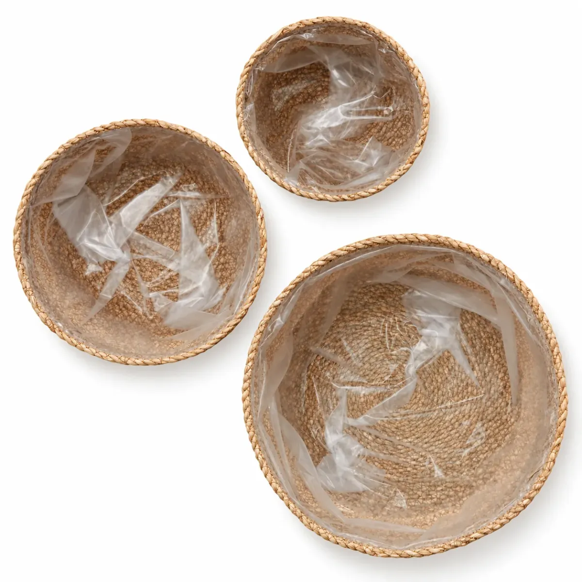 Two-Tone Woven Seagrass Planter Basket Set of 3, natural two-tone colour – image 3