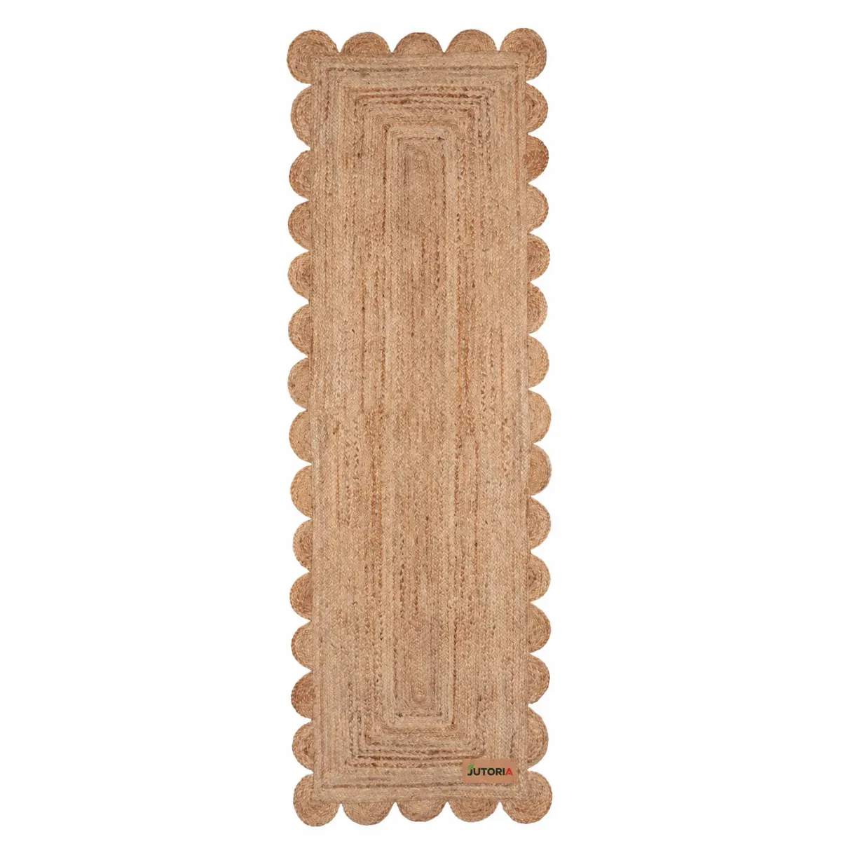 Handwoven Natural Jute Scalloped Rug, 10 × 20 in, natural / beige colour