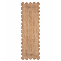 Handwoven Natural Jute Scalloped Rug, 10 × 20 in, natural / beige colour