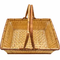Handwoven Bamboo Display & Storage Basket with Handles, natural brown colour – image 2