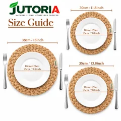 Natural Water Hyacinth Round Woven Placemats – 6 Piece Set – image 2
