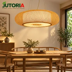 Retro Bamboo Woven Pendant Light, natural colour