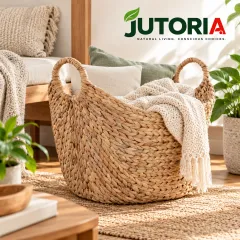 Extra Large Water Hyacinth Storage Basket, natural / beige colour – image 3
