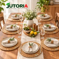 Natural Water Hyacinth Round Woven Placemats – 6 Piece Set – image 3