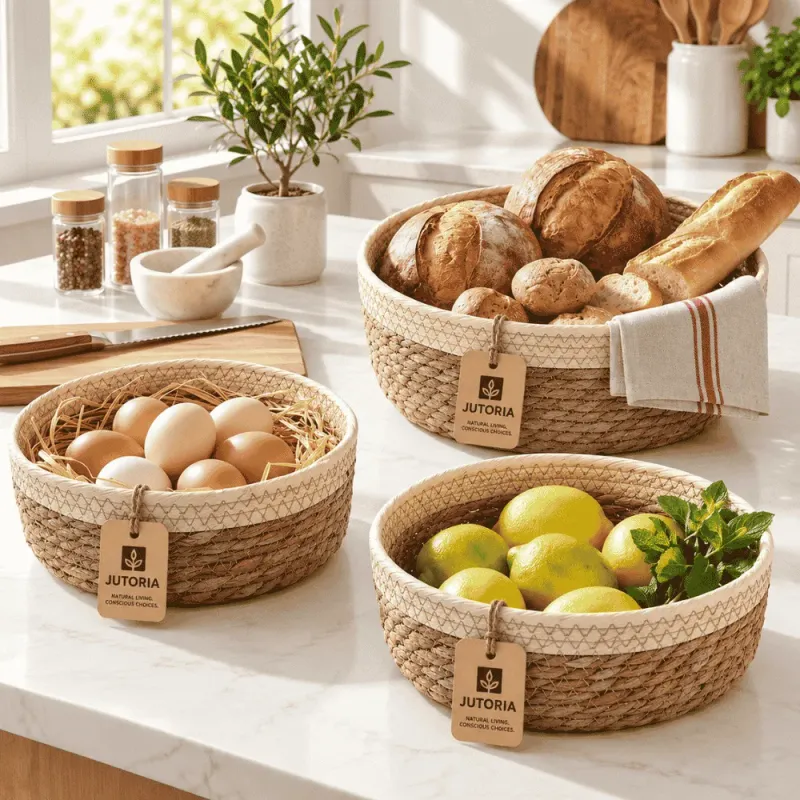 Fruit Basket, seagrass, reed grass + beige colour – image 3