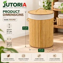 Bamboo Laundry Basket with Lid, natural bamboo colour – image 2