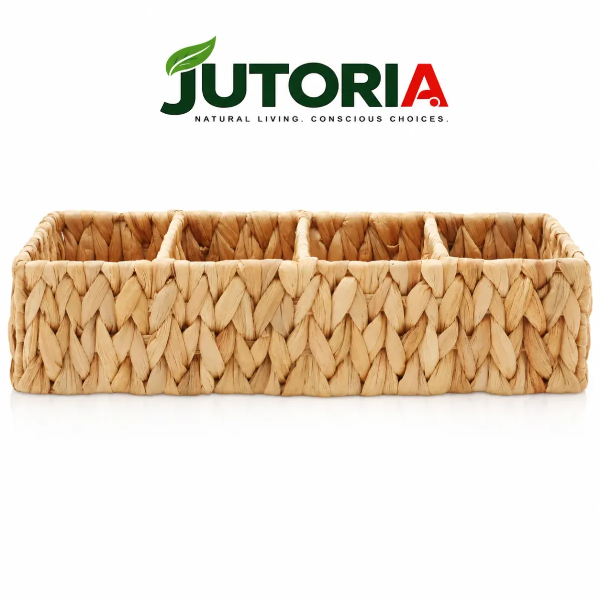Natural Hyacinth Woven Storage Basket Set – Rectangular Organizer Bins, water hyacinth, natural – hyacinth colour – image 2