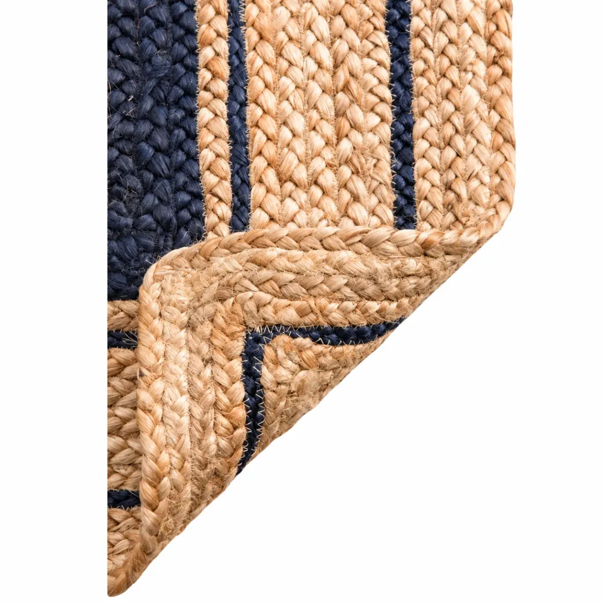Natural & Black Braided Jute Runner Rug – image 2