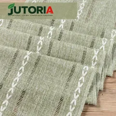 Boho Cotton & Seagrass Table Runner & Placemats Set of 6, jute, sage green colour – image 3
