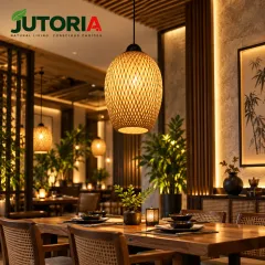 Natural Bamboo Double-Layer Rustic Pendant Light