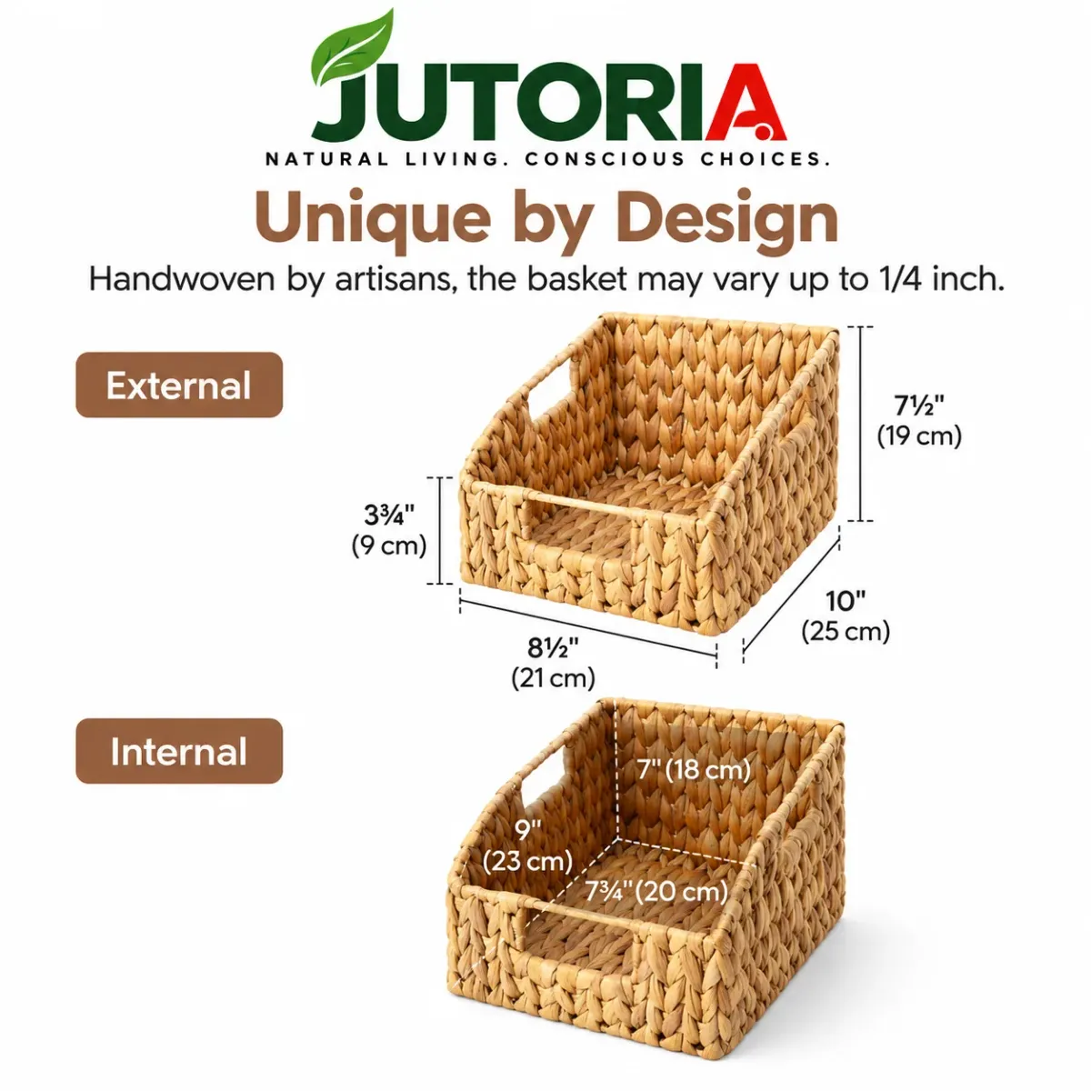 Natural Water Hyacinth Woven Storage Basket – 2 Piece Set – image 2