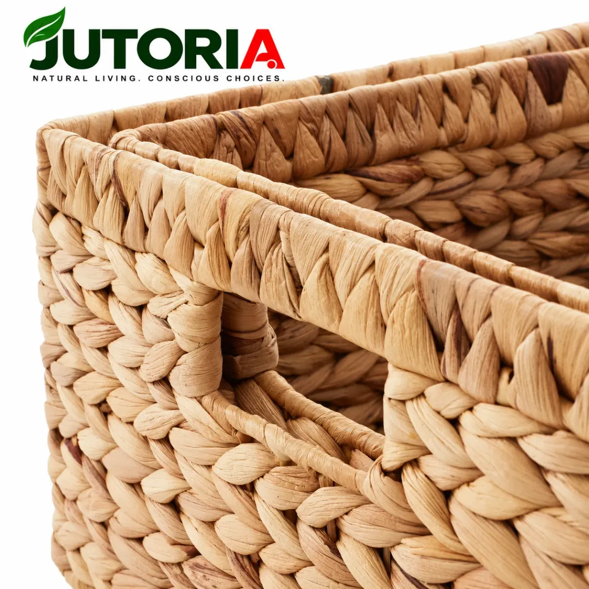 Natural Hyacinth Wicker Storage Basket Set, water hyacinth – image 2
