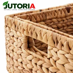 Natural Hyacinth Wicker Storage Basket Set, water hyacinth – image 2