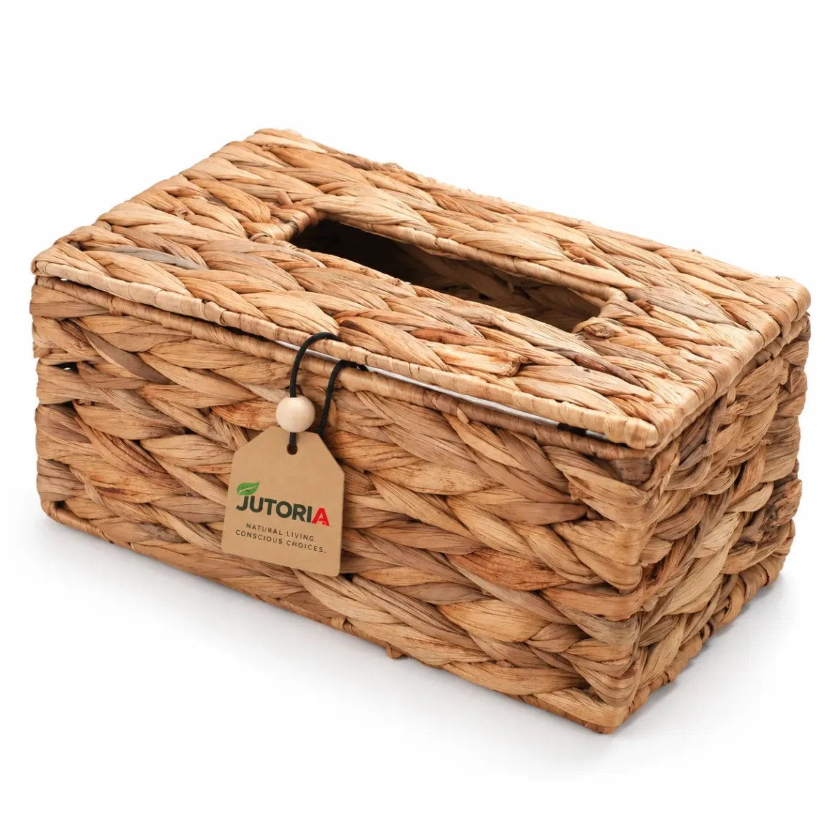 Natural Water Hyacinth Woven Tissue Box Cover – image 3