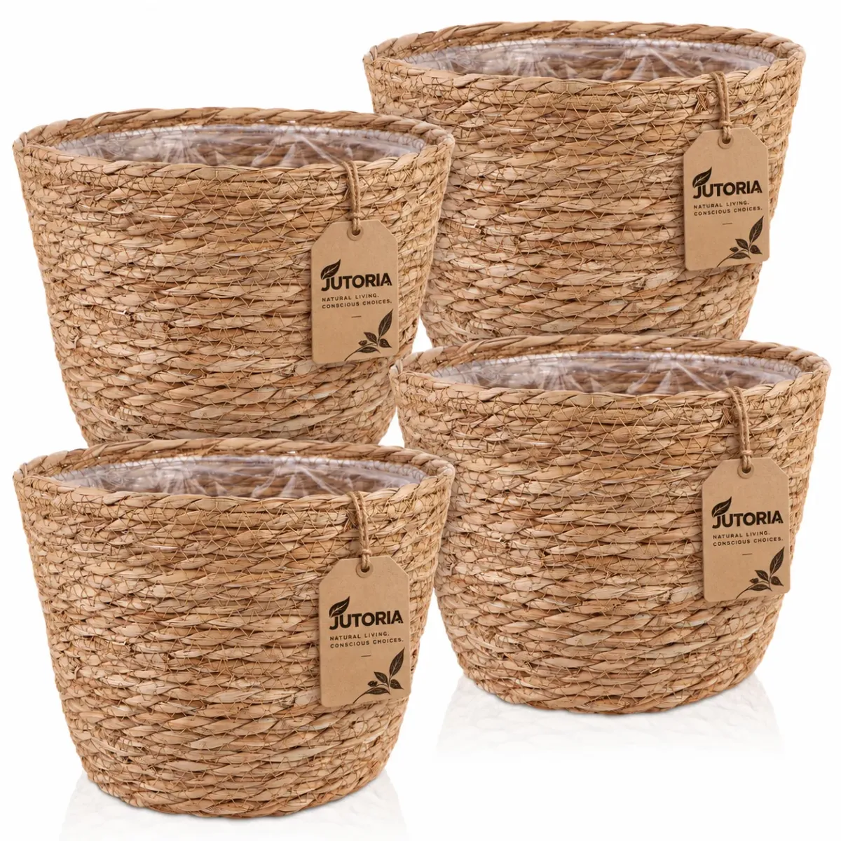 Natural Seagrass Planter Basket Set – 4 Pieces