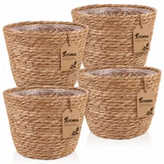 Natural Seagrass Planter Basket Set – 4 Pieces